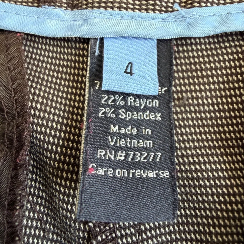 Apt 9 Modern Fit Brown Micro Pattern Dress Pants Trousers Womens Size 4